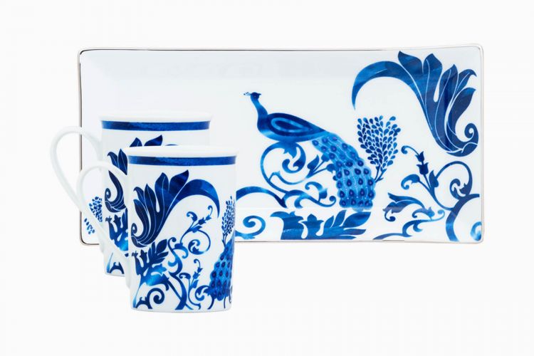 INDIRA MUGS AND TRAY SET